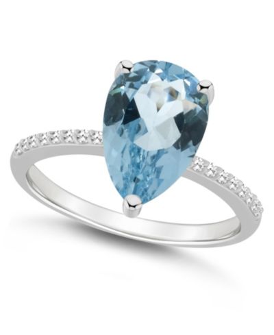 Macy's кольцо с голубым топазом (3-2/3 ct.t.w.) и бриллиантом (1/10 ct.t.w.) из стерлингового серебра