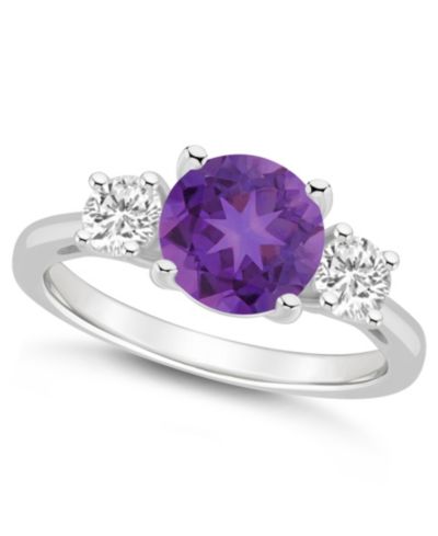 Женское кольцо Macy's с аметистом (1-3/4 ct.t.w.) и белым топазом (2/3 ct.t.w.) из стерлингового серебра