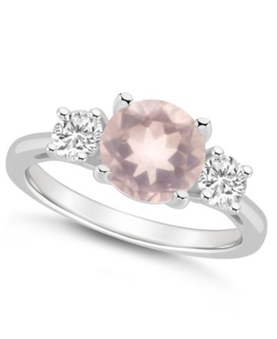 Macy's Кольцо из стерлингового серебра с розовым кварцем (1-3/4 ct.t.w.) и белым топазом (2/3 ct.t.w.)