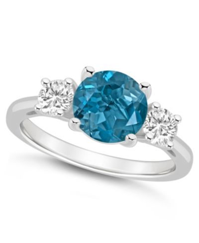 Кольцо из стерлингового серебра Macy's с синим топазом London Blue и белым топазом, 3 камня