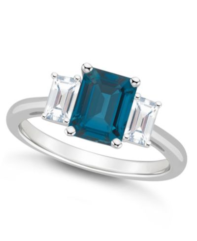 Кольцо из стерлингового серебра с London Blue Topaz и белым топазом