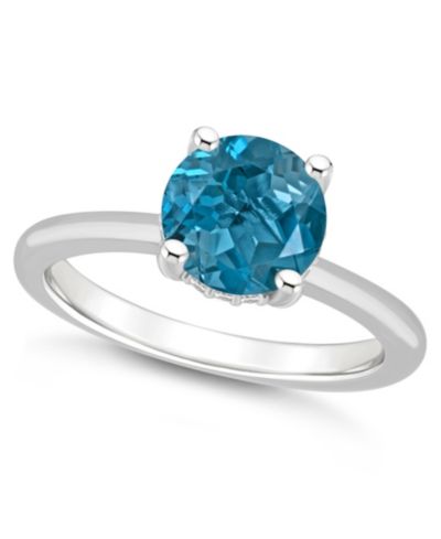 Macy's Женский London Blue Topaz (2-2/5 ct.t.w.) and Diamond Accent Ring in Sterling Silver