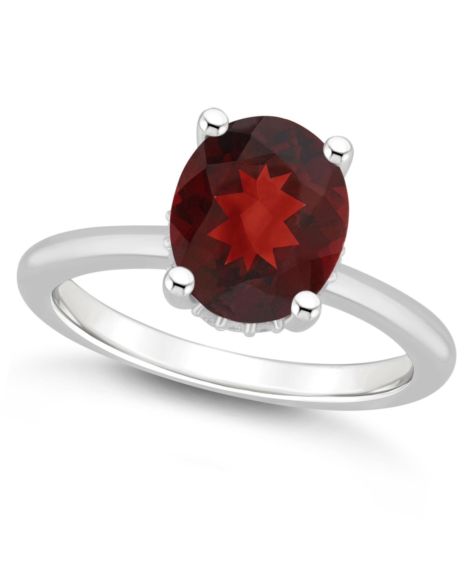 Macy's Женское кольцо с гранатом (3-1/10 ct.t.w.) и бриллиантом из стерлингового серебра