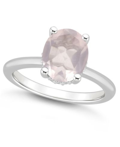Женское кольцо с розовым кварцем (2-1/2 ct.t.w.) и бриллиантовыми акцентами из Sterling Silver