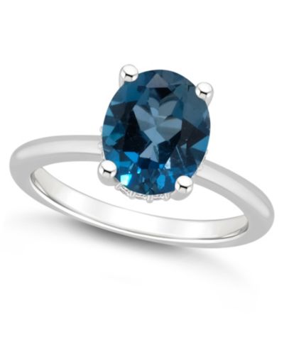 Кольцо с голубым топазом London Blue (3-3/5 ct.t.w.) и бриллиантовыми акцентами из стерлингового серебра