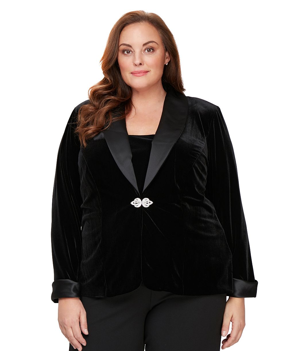 Alex Evenings Plus Size Velvet Blazer & Sleeveless Top