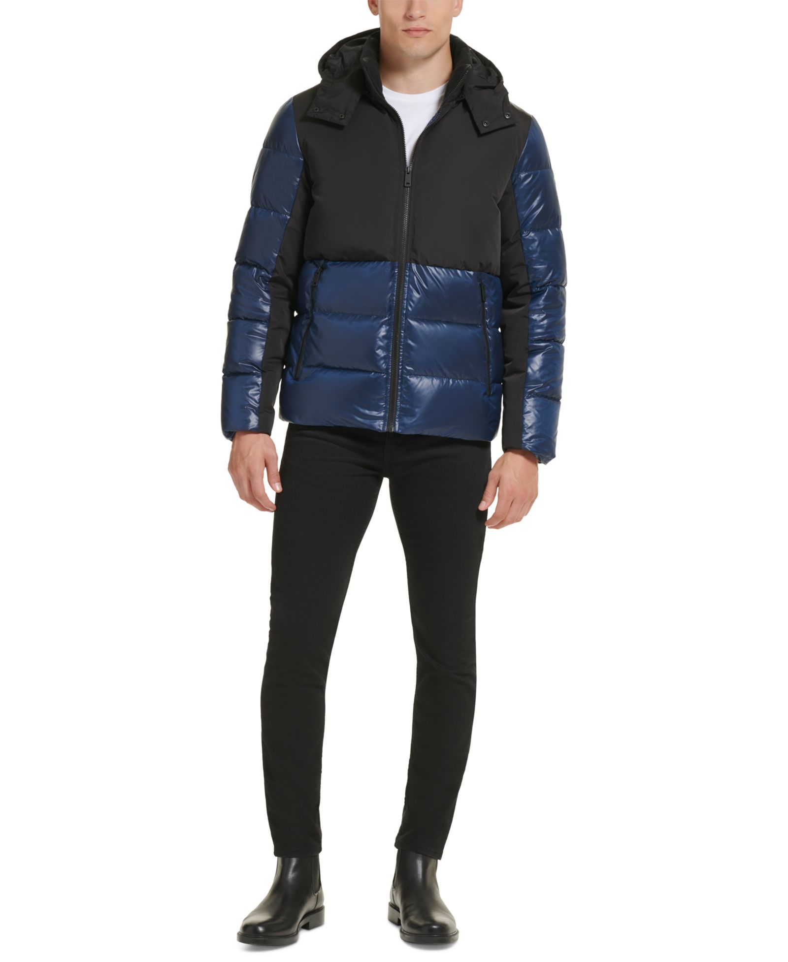 Мужская куртка Kenneth Cole Colorblock Mixed-Media Puffer Jacket
