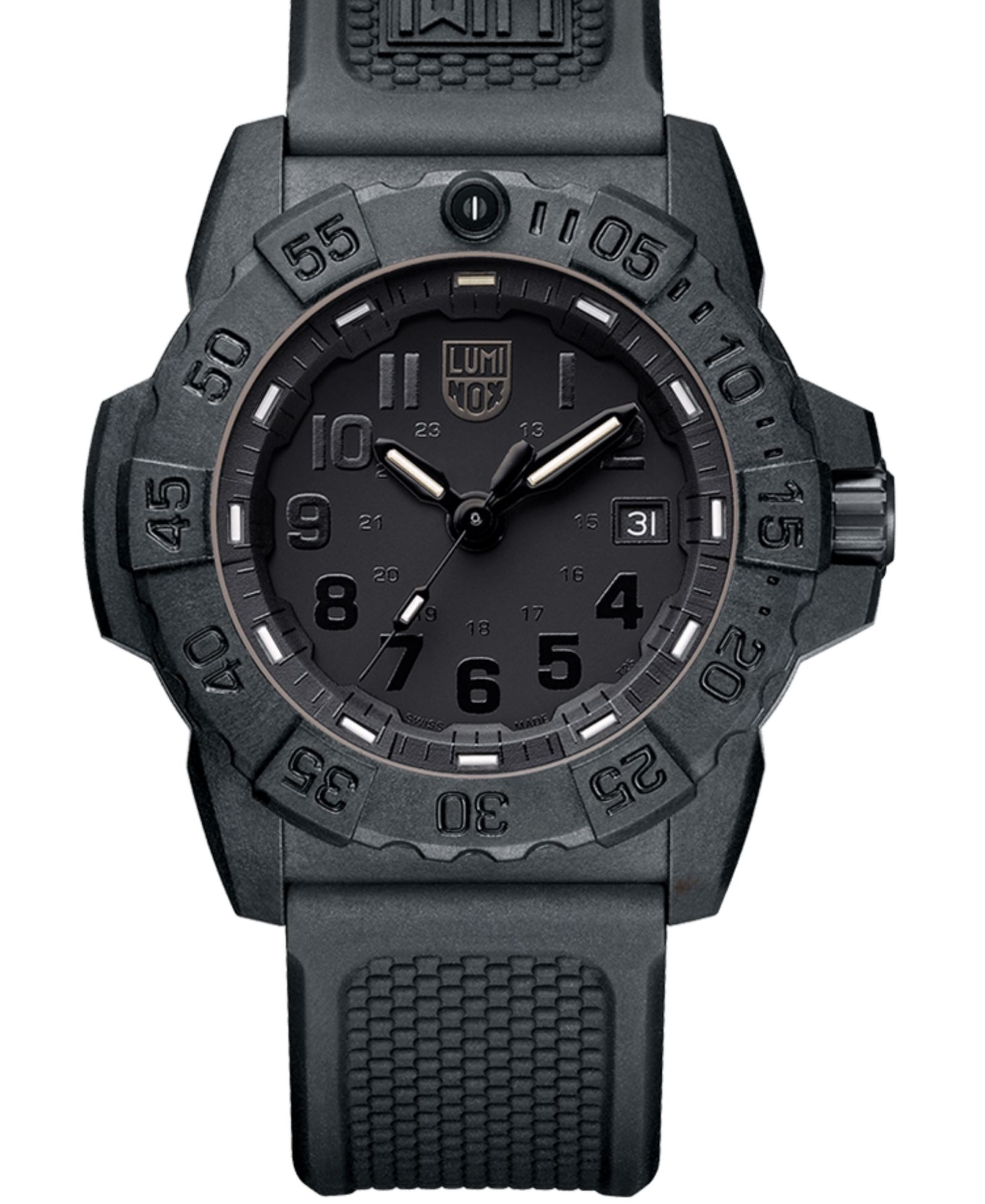 Luminox Мужские военные дайверские часы Swiss Navy Seal, черный ремешок 45mm