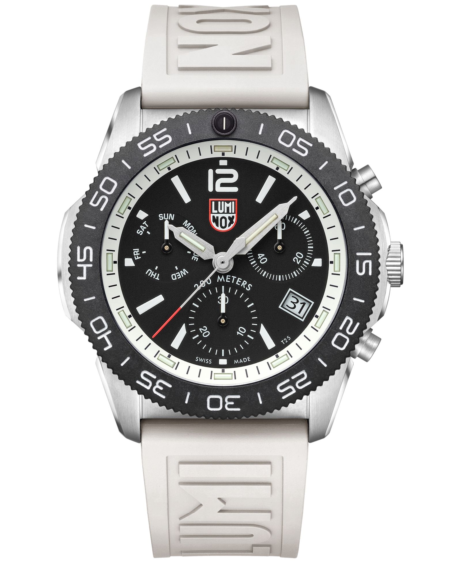 Luminox Men's Swiss Chronograph Pacific Diver White Rubber Strap Watch 44mm