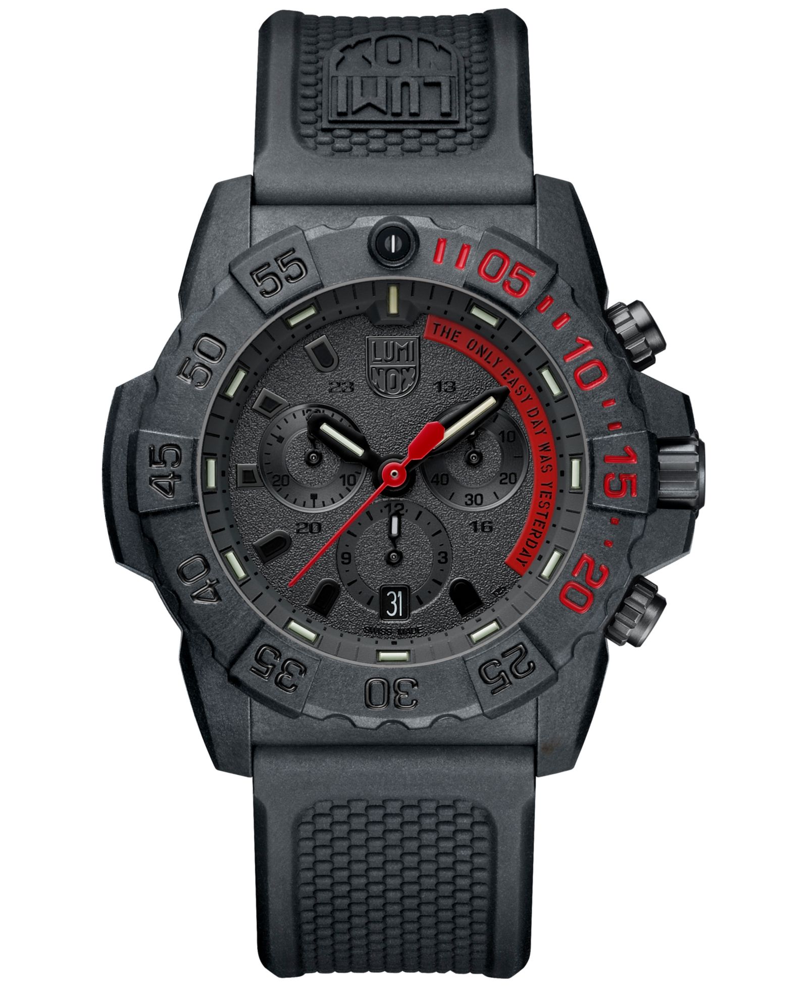 Luminox Men's Swiss Chronograph Navy Seal Dive Black Rubber Strap Watch 45mm