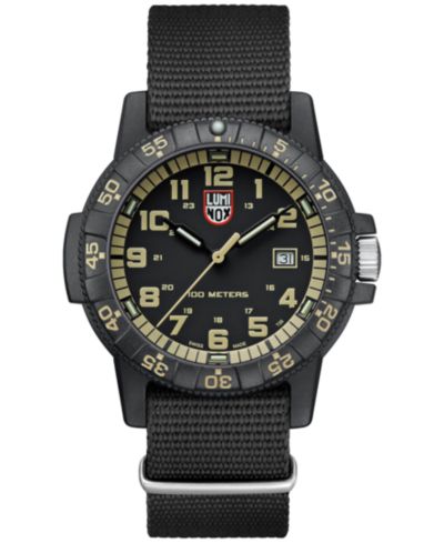 Luminox Men's Swiss Leatherback Sea Turtle Giant Dive Black NATO Strap Watch 44mm