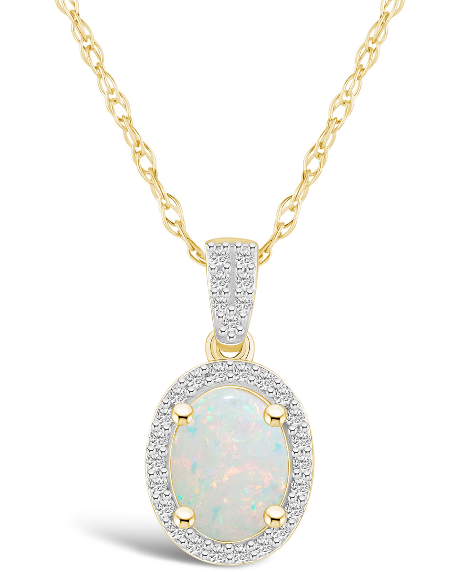 Macy's Подвеска с созданным опалом (1/2 ct. t.w.) и созданным сапфиром (1/6 ct. t.w.) в золоте 10K Yellow Gold