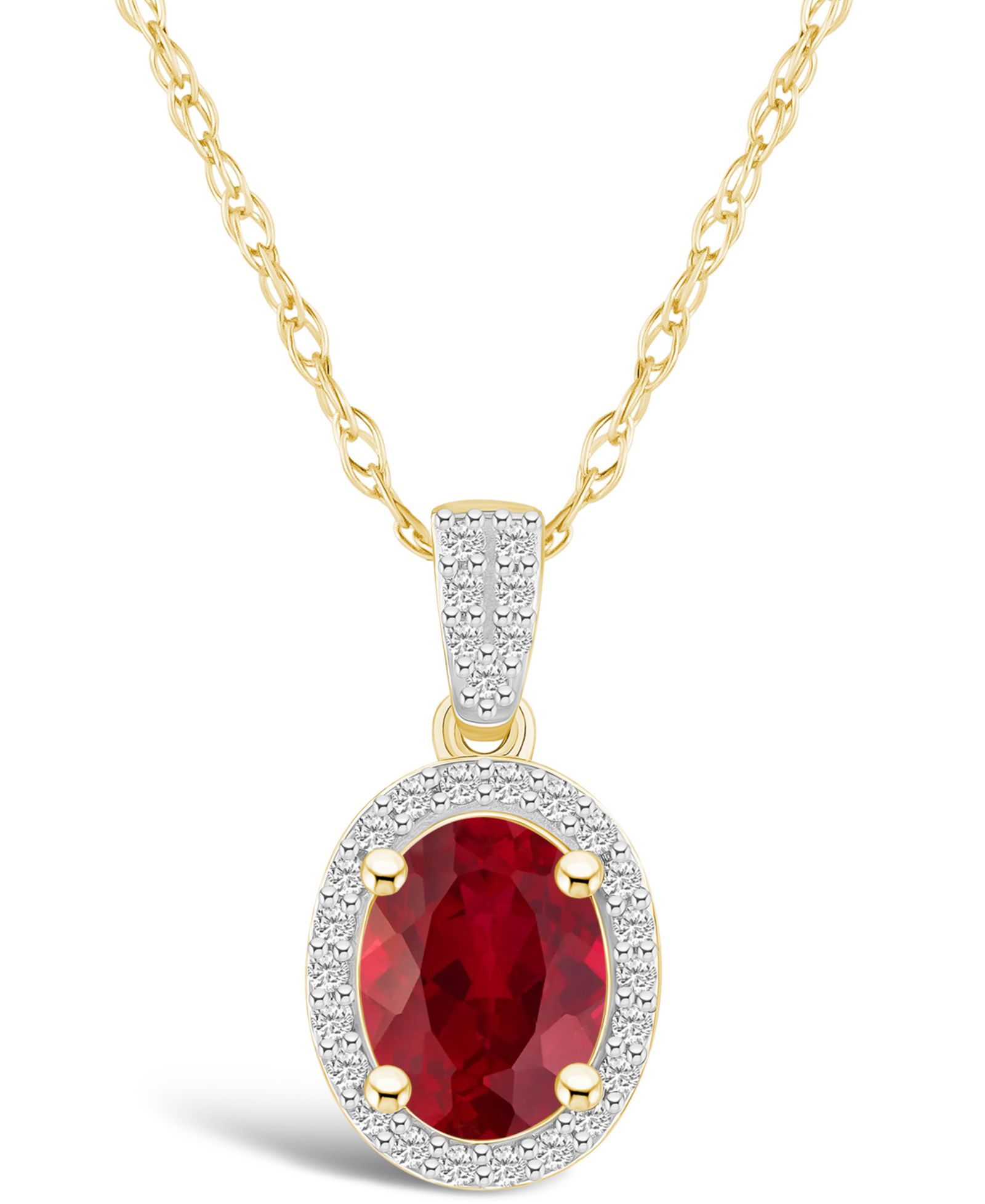Подвеска-кулон Macy's Lab Grown Ruby (1-1/4 ct. t.w.) и Lab Grown Sapphire (1/6 ct. t.w.) в 10K Yellow Gold