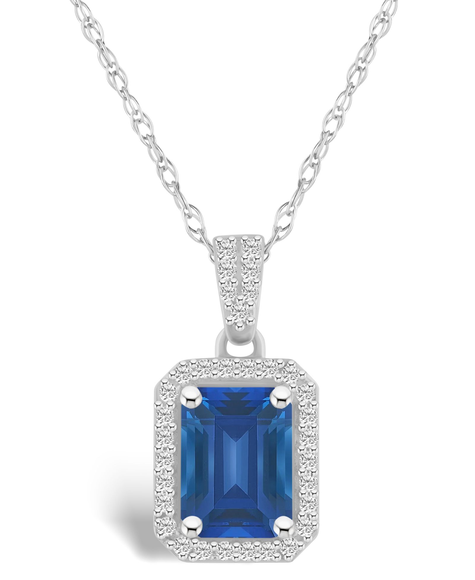 Подвеска-кулон Macy's с сапфиром Lab Grown в 10K White Gold
