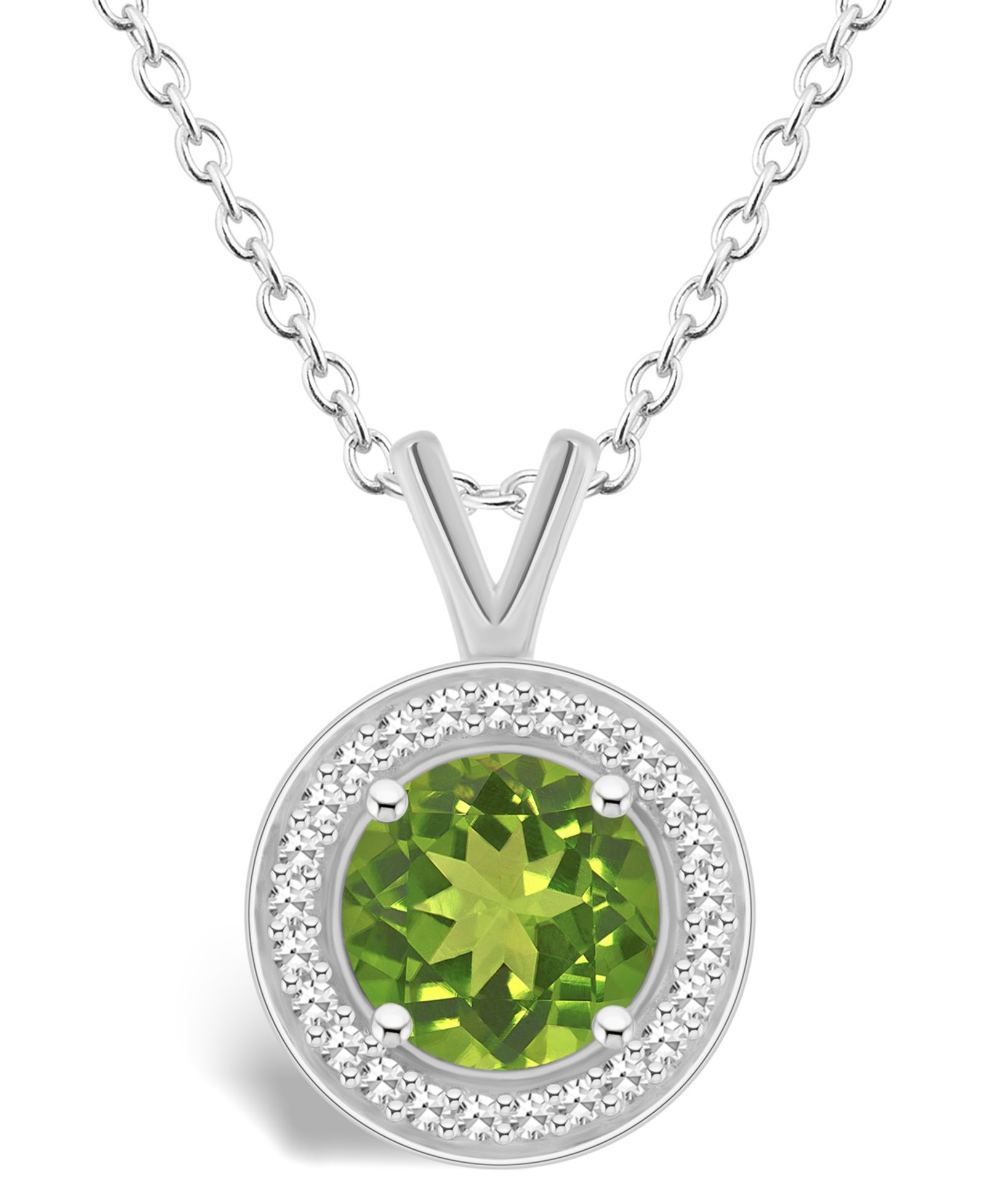 Macy's подвеска с перидотом и бриллиантом в серебре Sterling Silver Halo Pendant