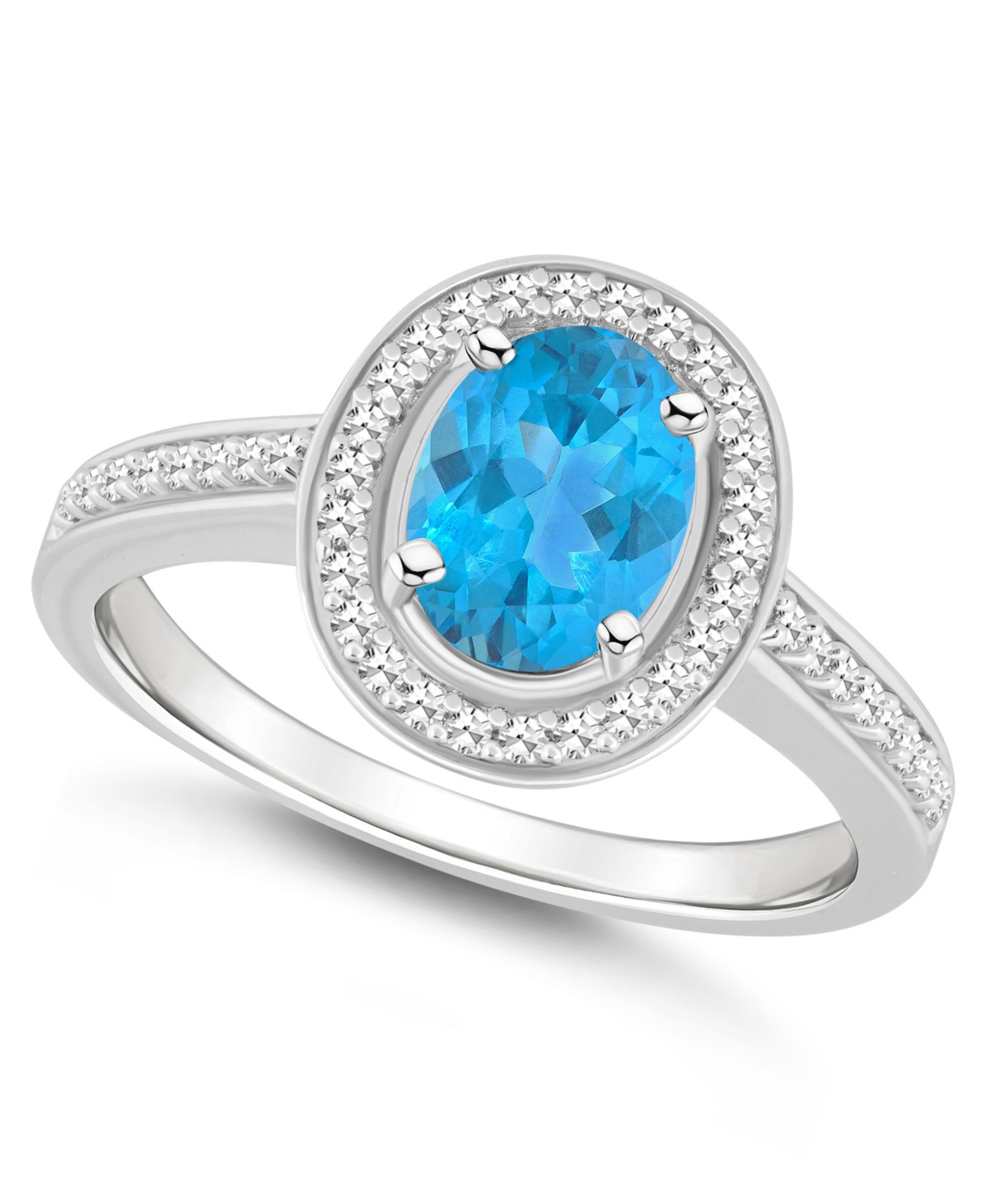 Macy's кольцо Halo из серебра с Blue Topaz и Diamond
