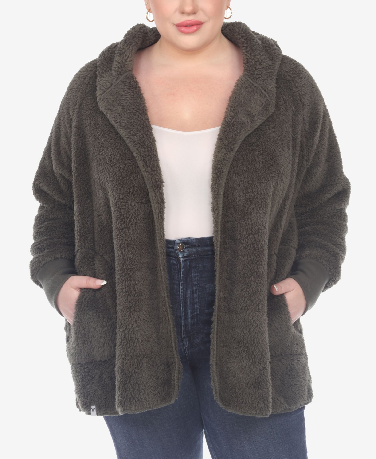 White Mark Plus Size Кардиган-жакет с капюшоном и карманами