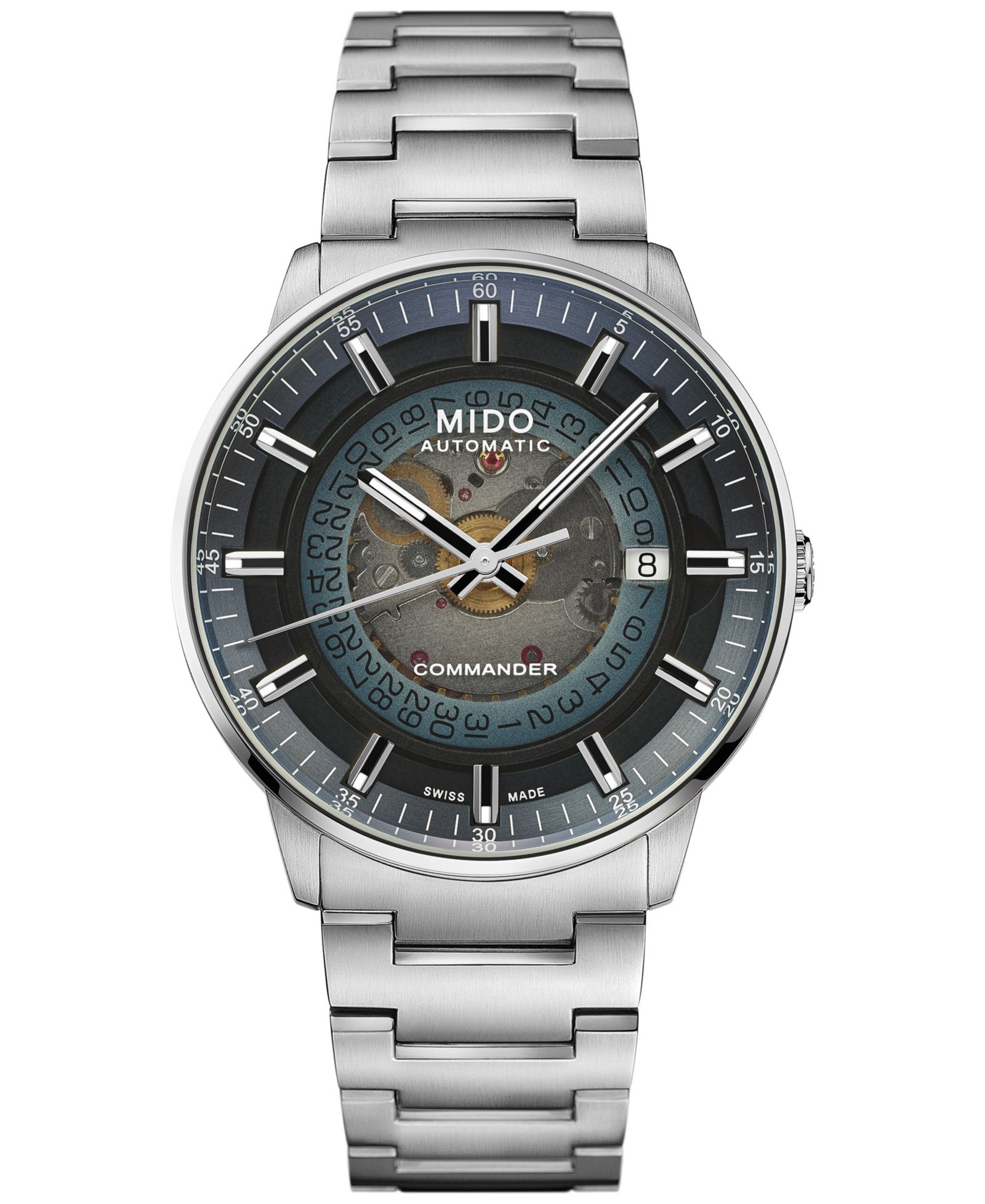 Mido Мужские Swiss Automatic Commander Stainless Steel Bracelet Watch 40mm