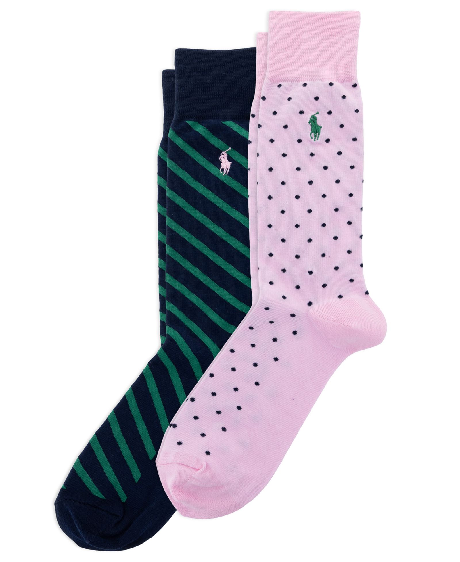 Polo Ralph Lauren Men's Dot and Stripe Slack Socks, 2-Pack