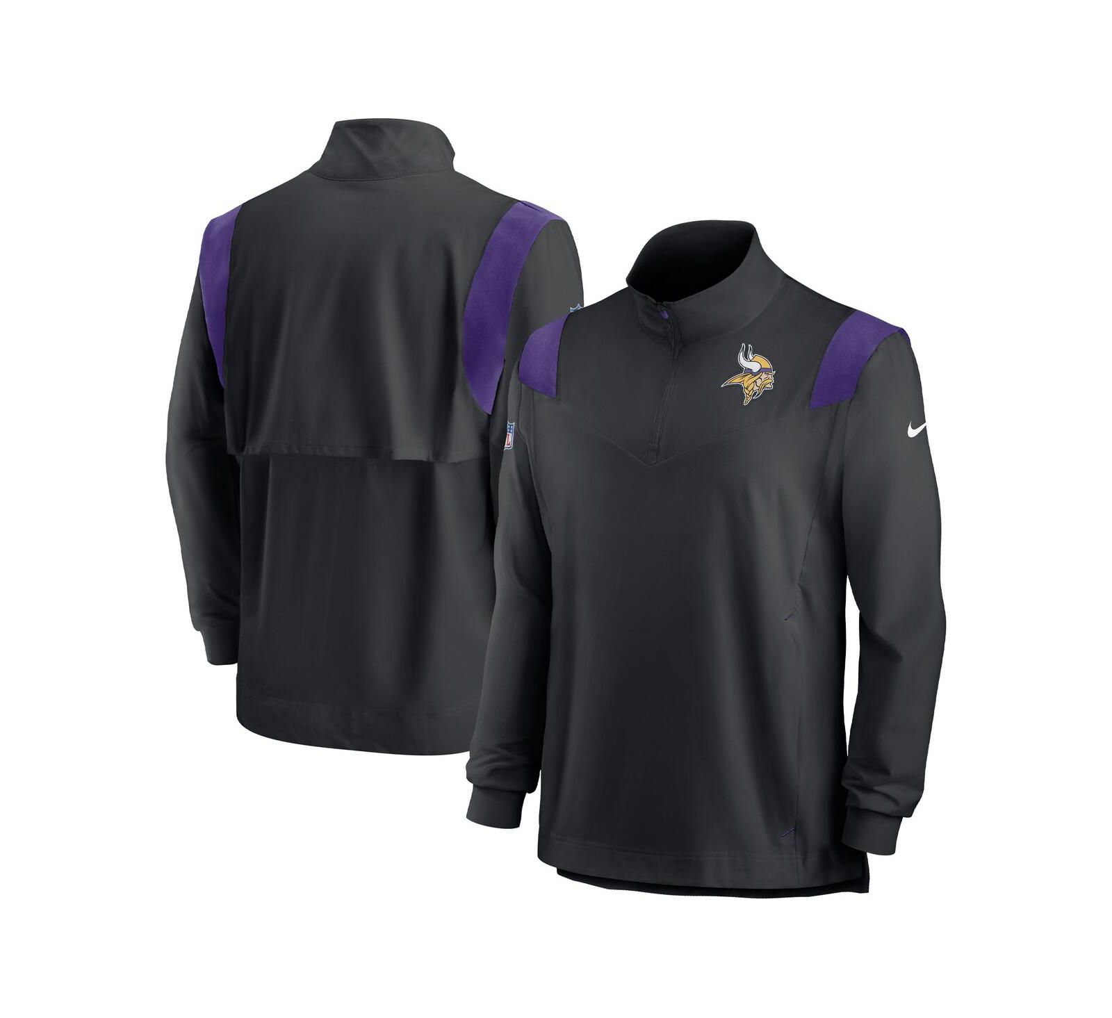 Мужской топ Nike Minnesota Vikings Sideline Coach Chevron Lockup, длинный рукав, с молнией, черный
