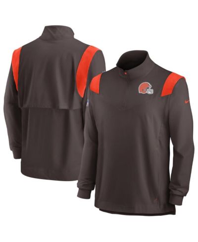 Мужской лонгслив Nike Brown Cleveland Browns Sideline Coach Chevron Lockup с молнией на четверть