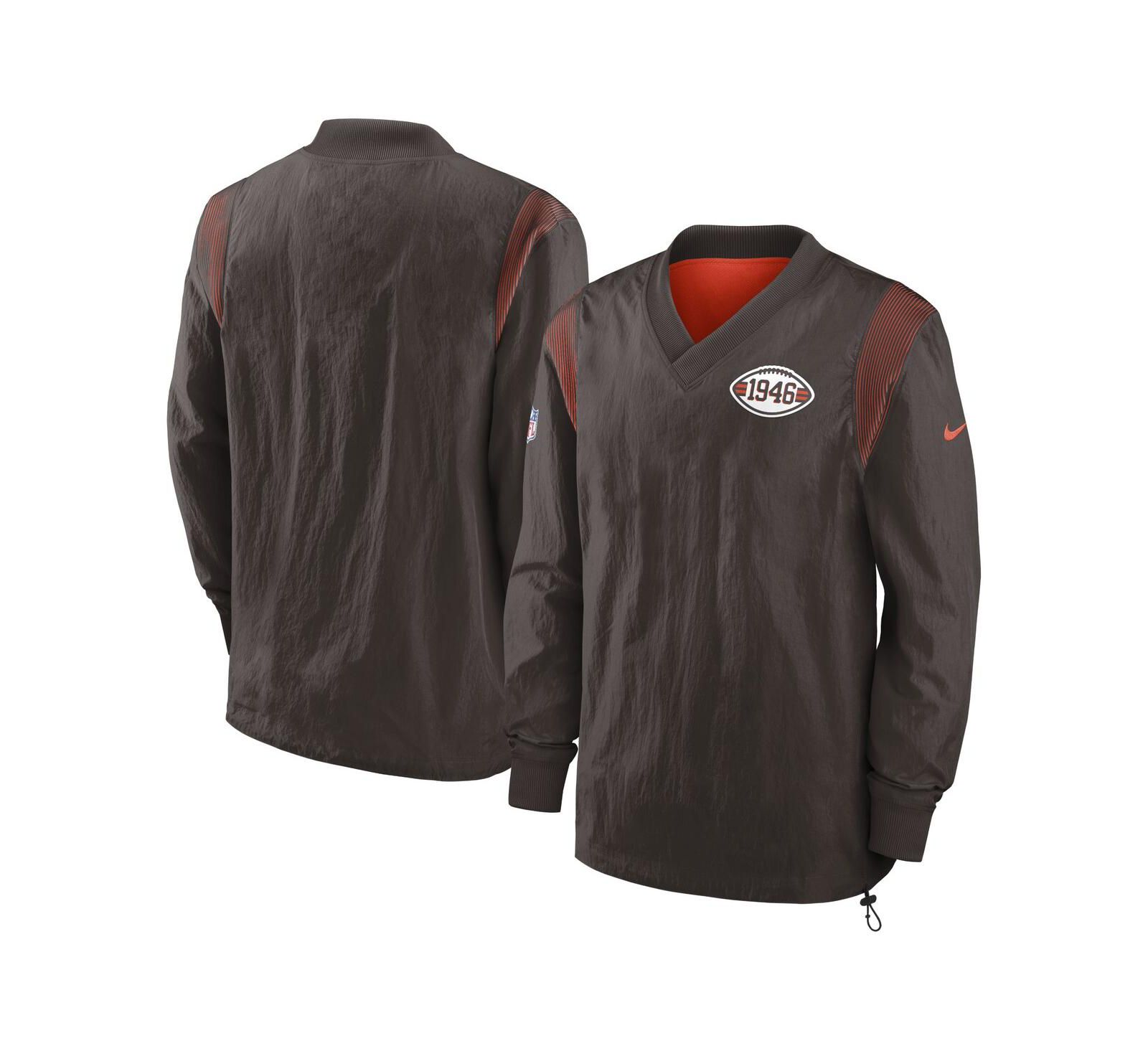 Men's Nike Brown Cleveland Browns Sideline Team ID Reversible Pullover Windshirt