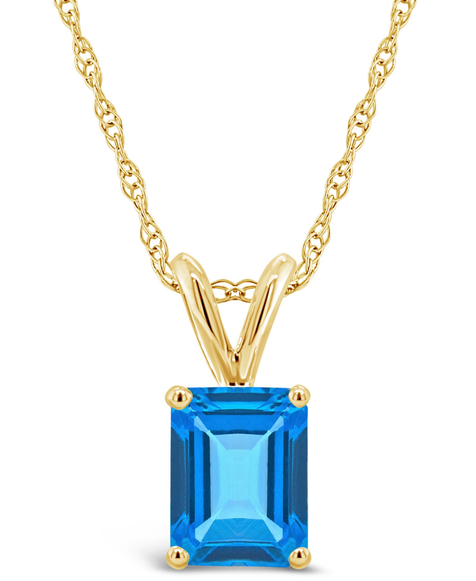 Подвеска с голубым топазом (2 ct. t.w.) в желтом золоте 14K