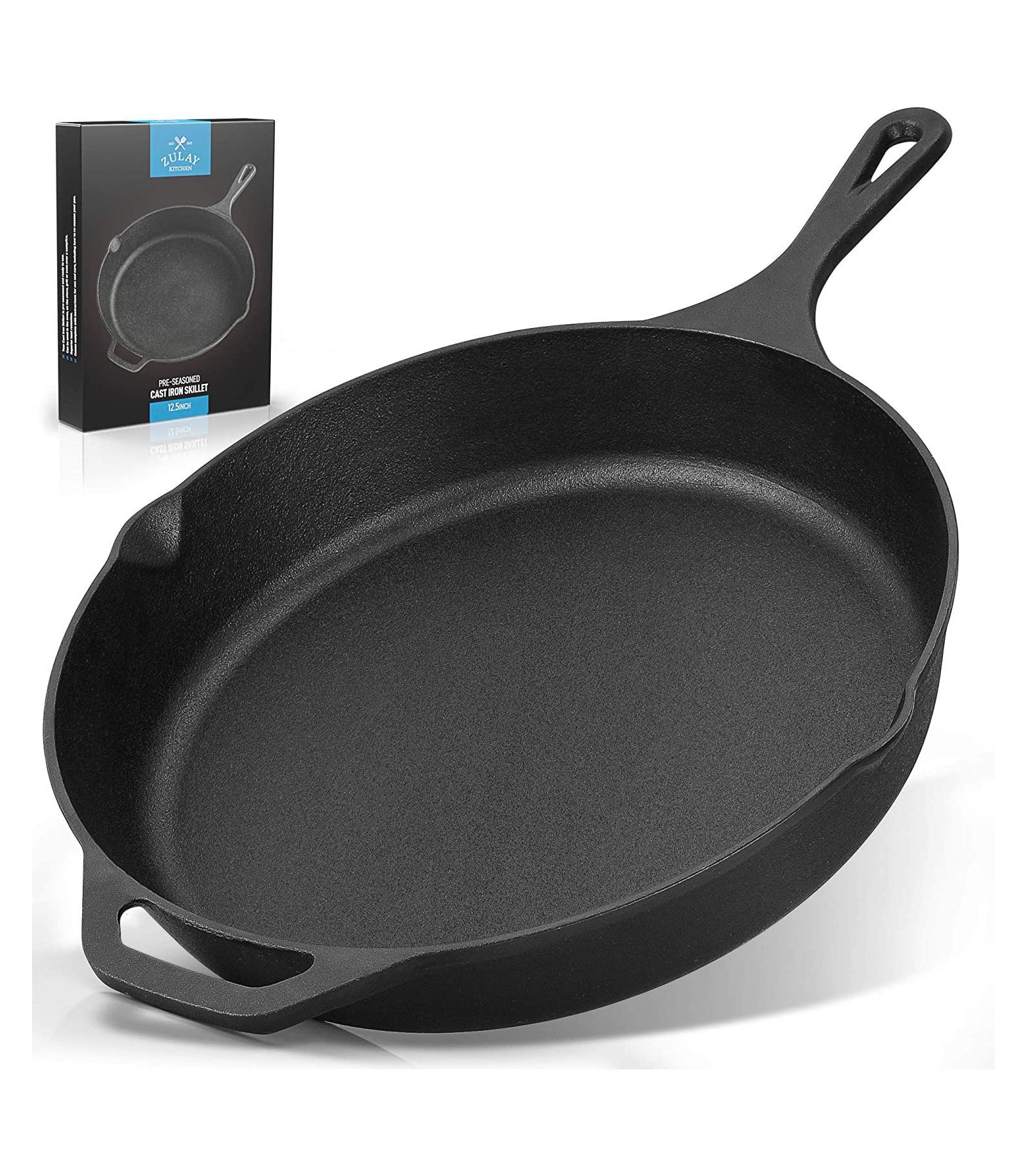 Сковорода Zulay Kitchen cast iron 12 Inch Heavy Duty Pre-Seasoned Pan - Grill, Stovetop, Induction, Oven & Campfire Safe