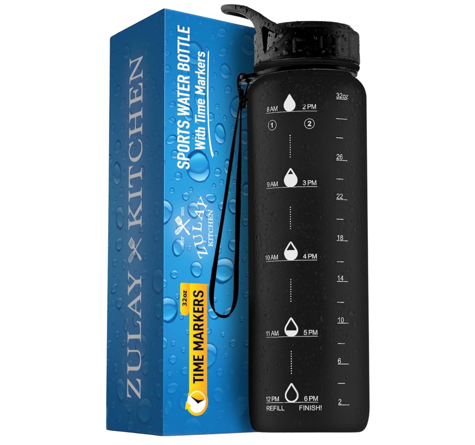 Hydration Nation Water Bottle With Time Marker 32oz