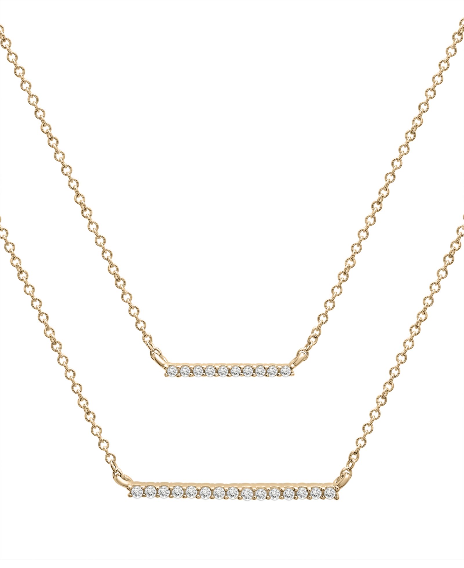 Многослойное ожерелье Wrapped™ Diamond Double Bar, 10k White or Yellow Gold, 17" + 1" extender