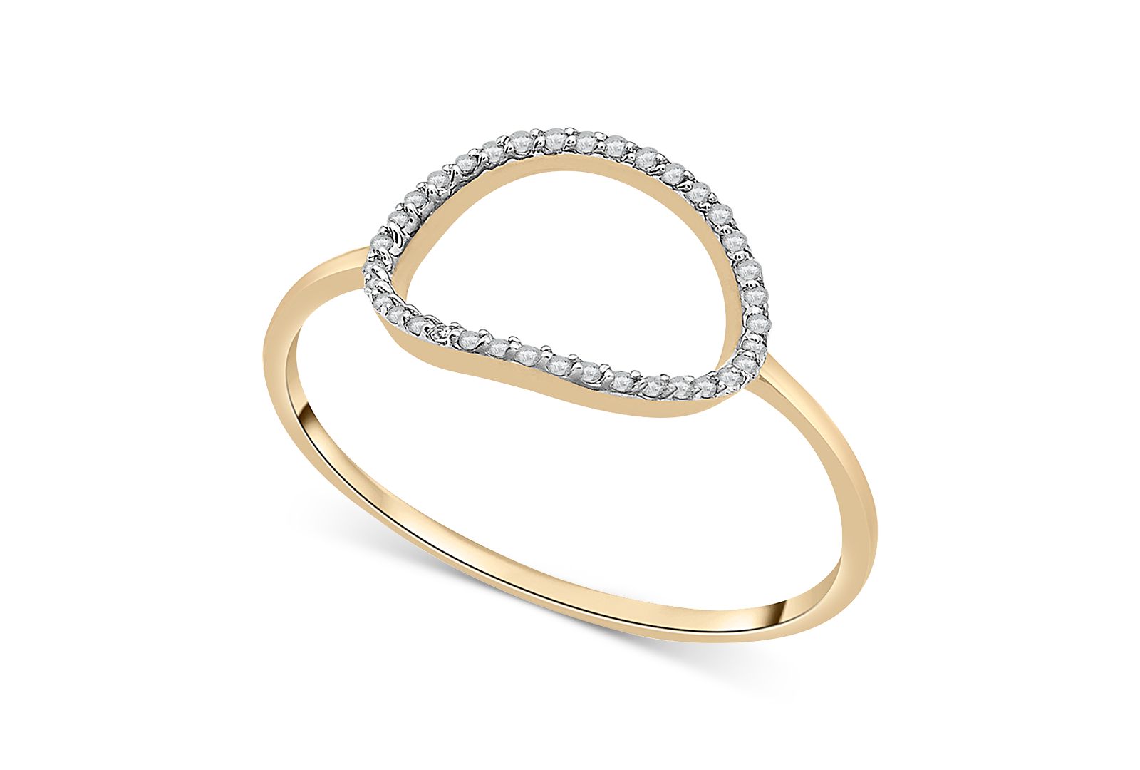 Wrapped™ Кольцо Diamond Elongated Circle в 10k Gold