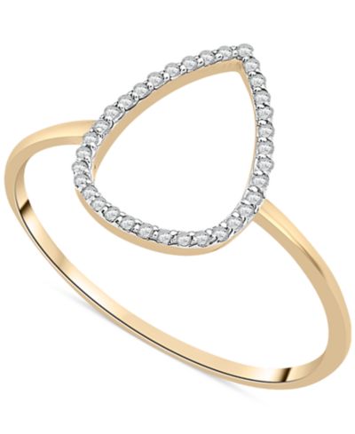 Wrapped™ Diamond Open Teardrop Ring (1/20 ct. t.w.) in 10k Gold, Created for Macy's
