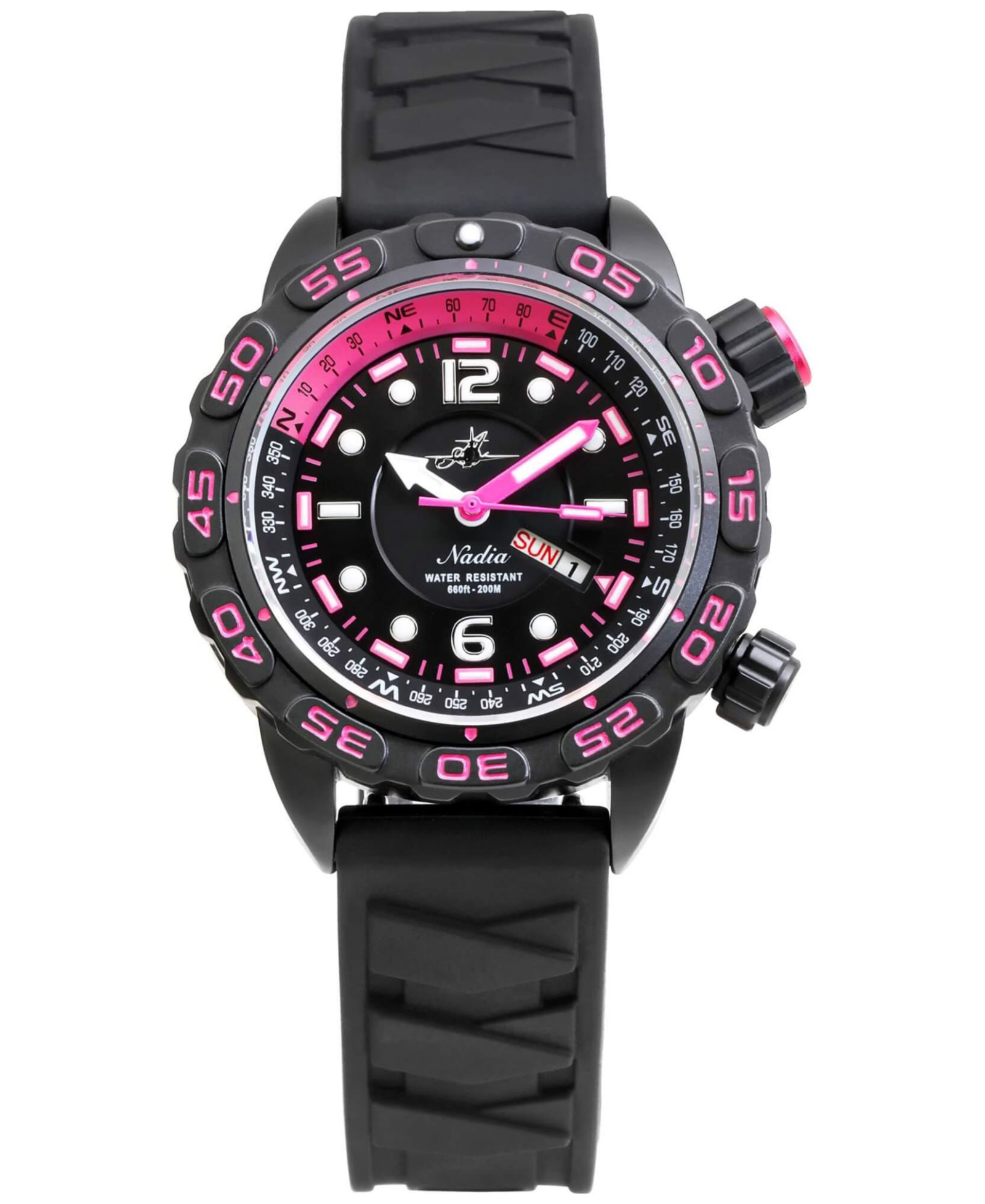 Abingdon Co. Женские часы Automatic Nadia Black Silicone Strap 35mm