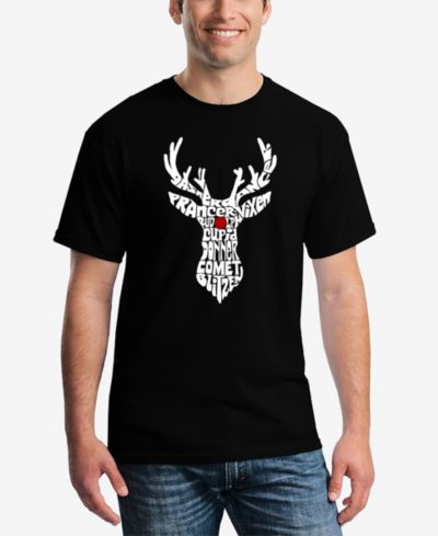 LA Pop Art Men's Santa's Reindeer Word Art Short Sleeve T-shirt