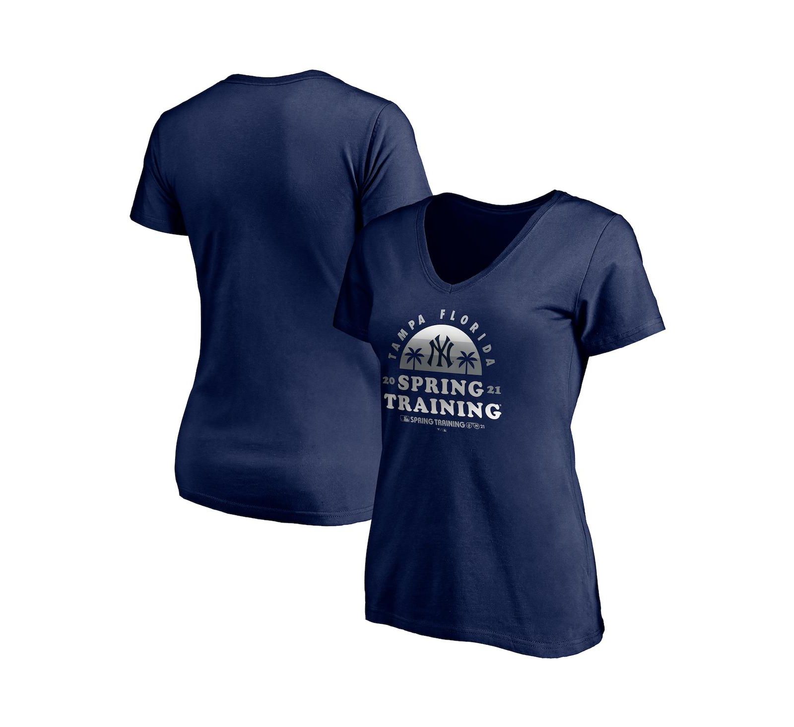 Женская футболка Fanatics Navy New York Yankees 2021 Spring Training Upper Deck V-neck