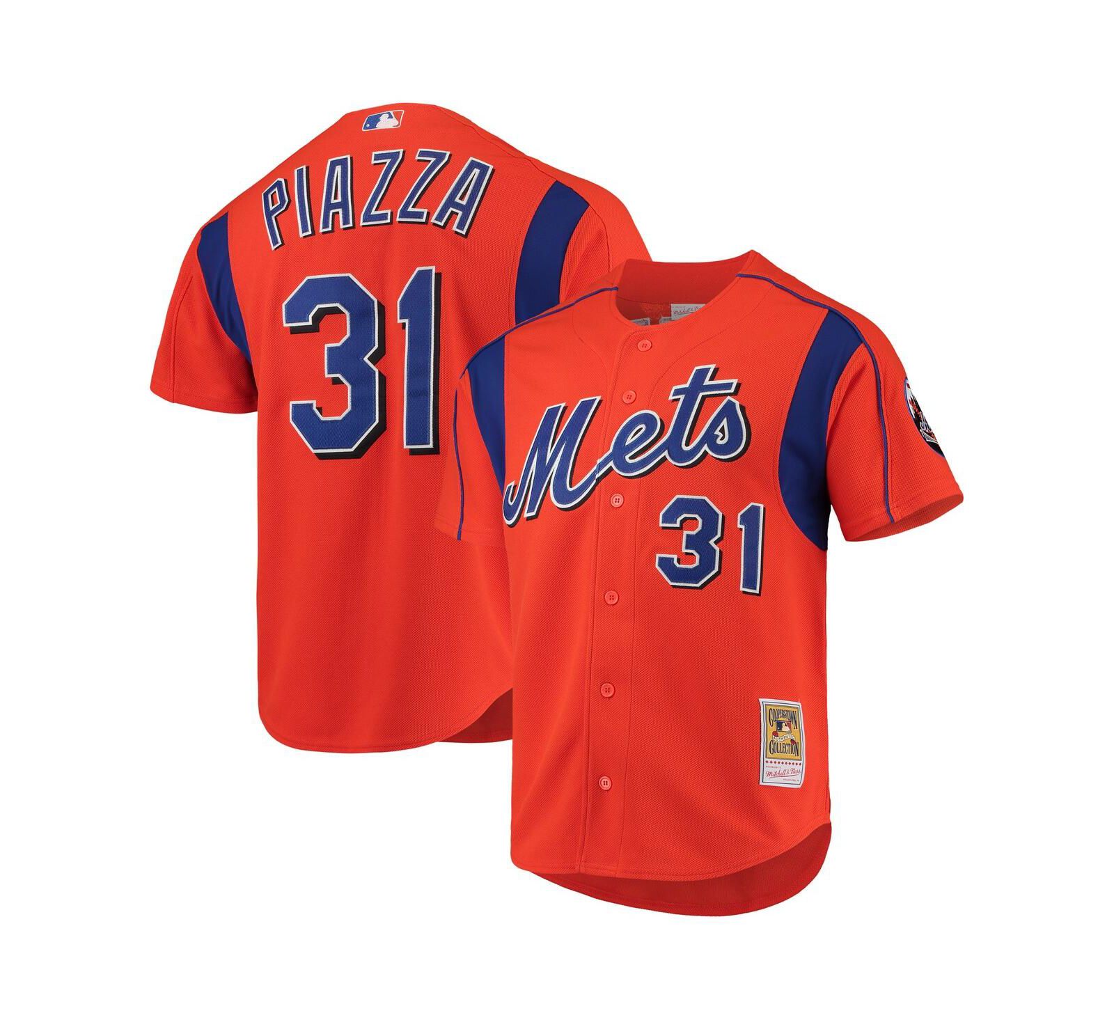 Мужская джерси Mitchell & Ness Mike Piazza Orange New York Mets Cooperstown Collection Mesh Batting Practice