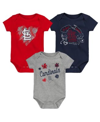 Outerstuff Набор боди для новорожденных St. Louis Cardinals, 3 шт, Red, Navy, Heathered Gray
