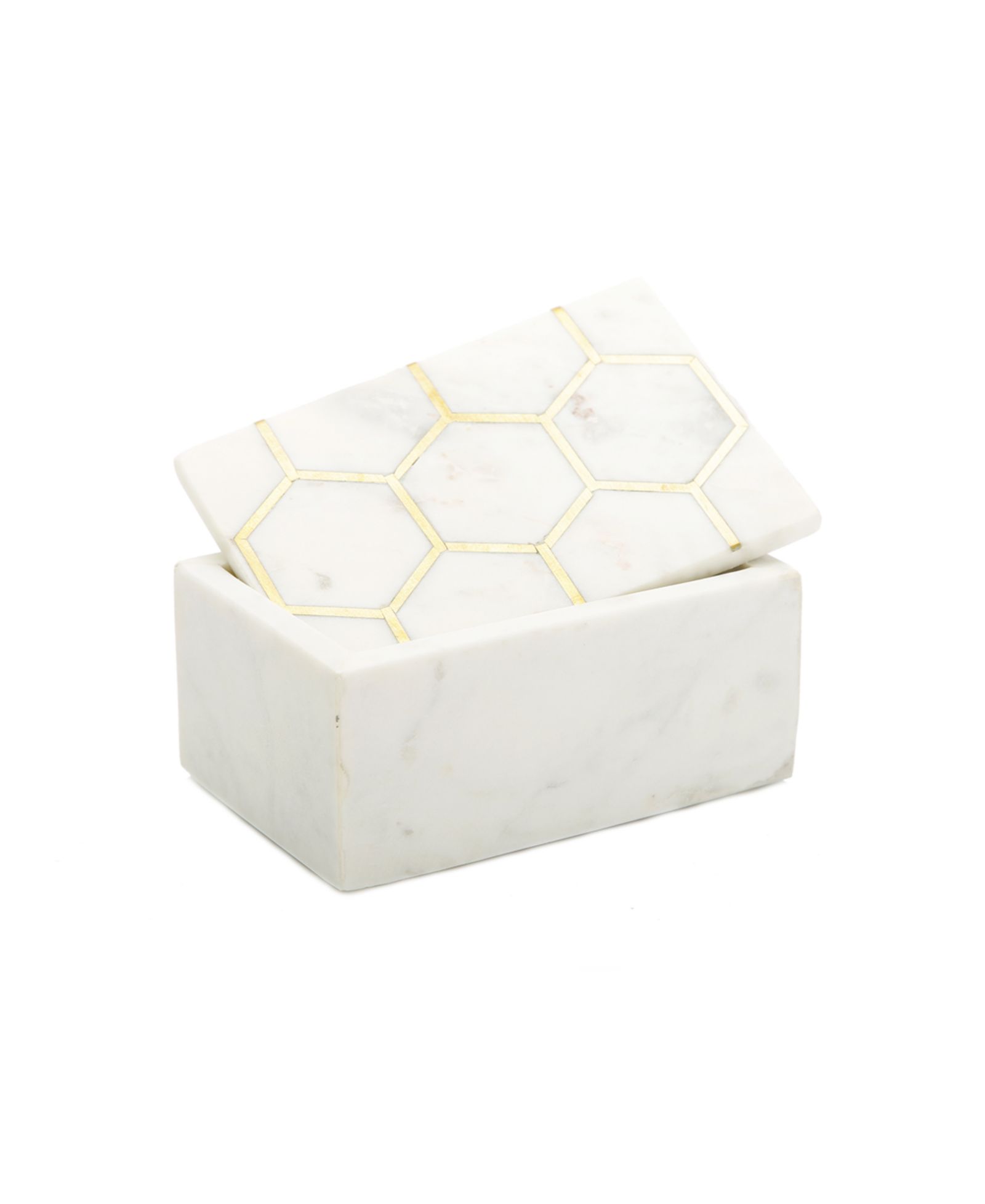 Декоративная шкатулка Classic Touch Marble с дизайном Hexagon, 2 шт