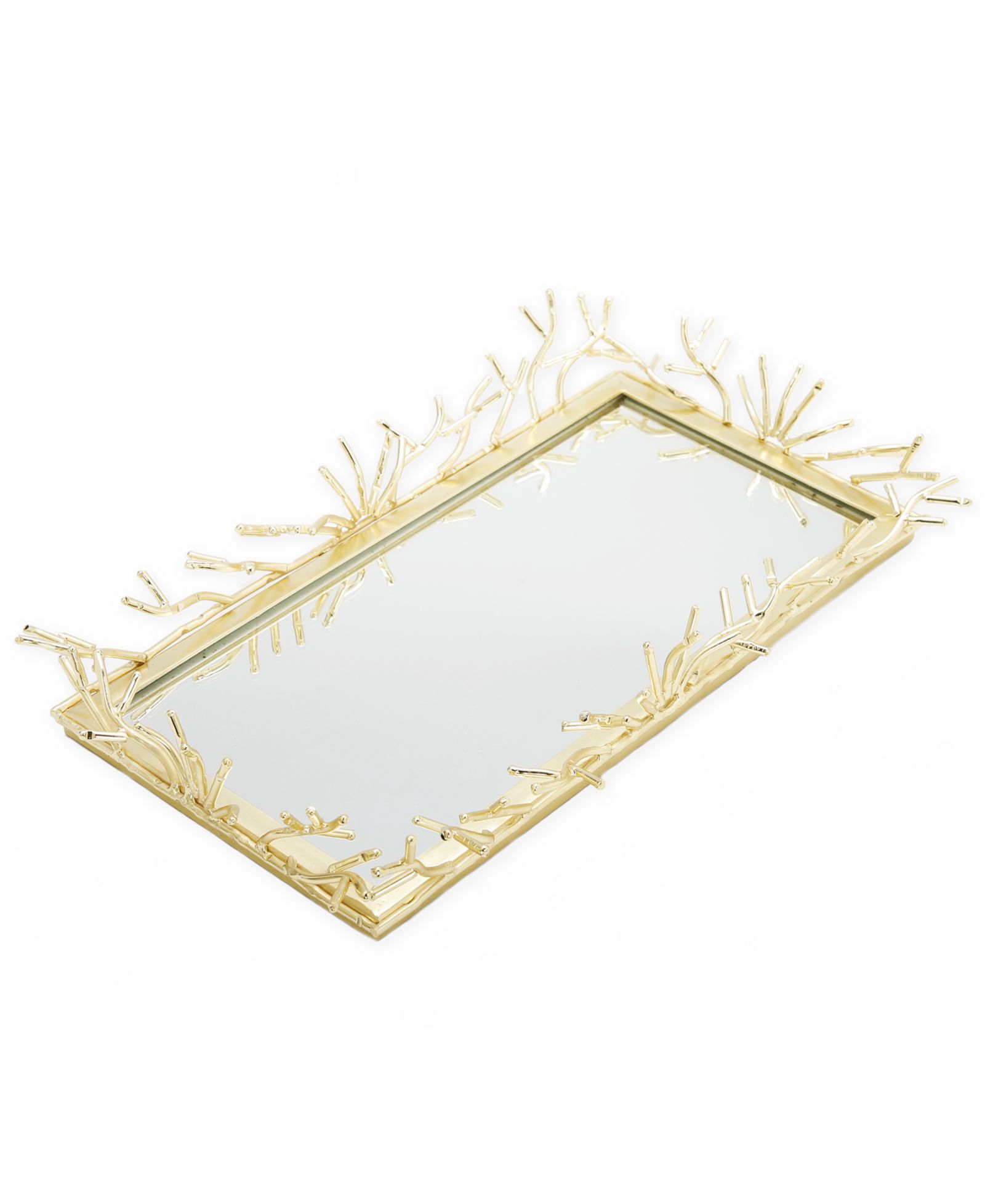 Classic Touch Rectangular Decorative Mirror Tray Design Border, 12" x 6"