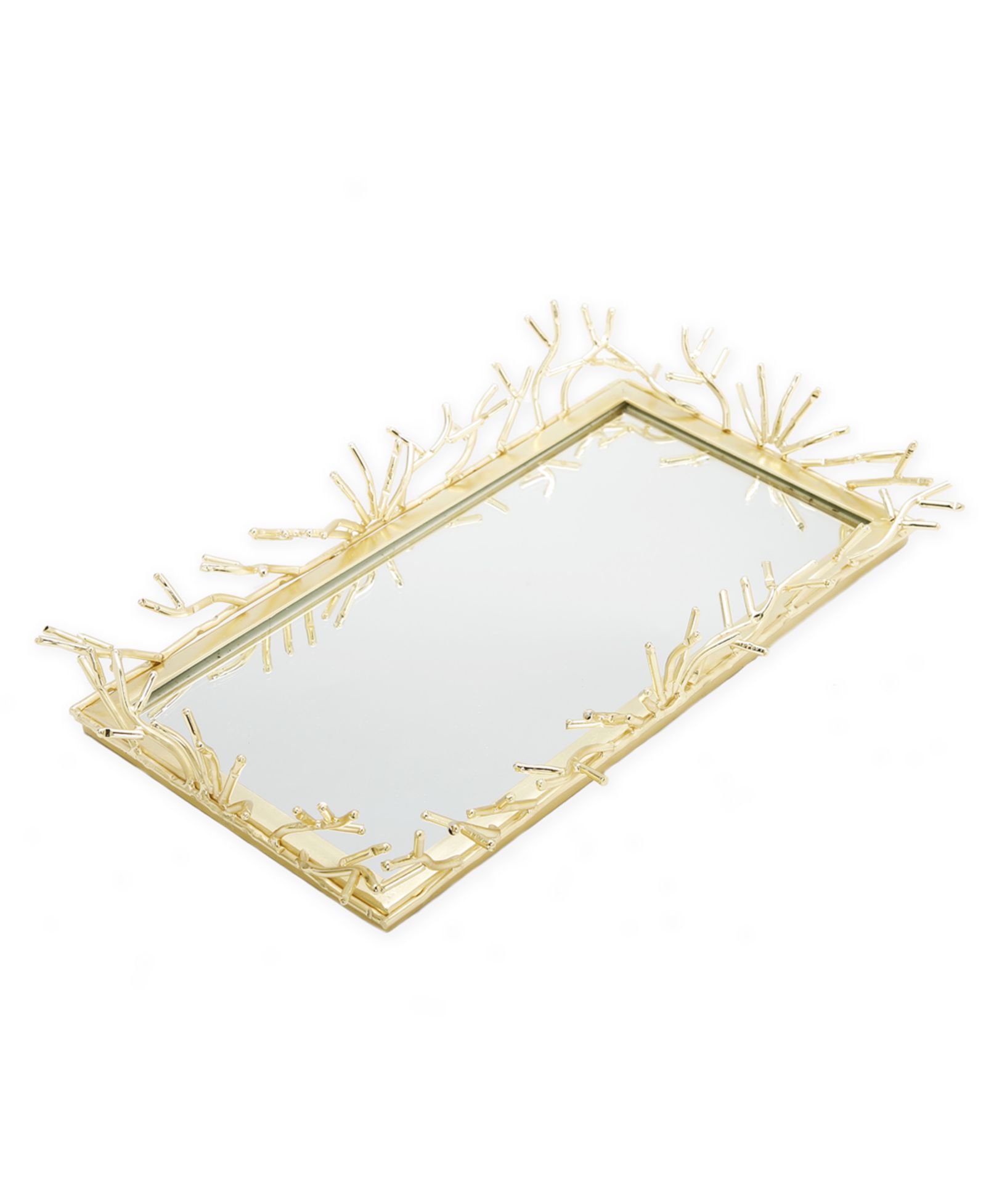 Classic Touch Rectangular Decorative Mirror Tray Design Border 16" x 9"