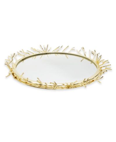 Декоративный круглый поднос-зеркало Classic Touch с узорчатым краем, 13" x 2"