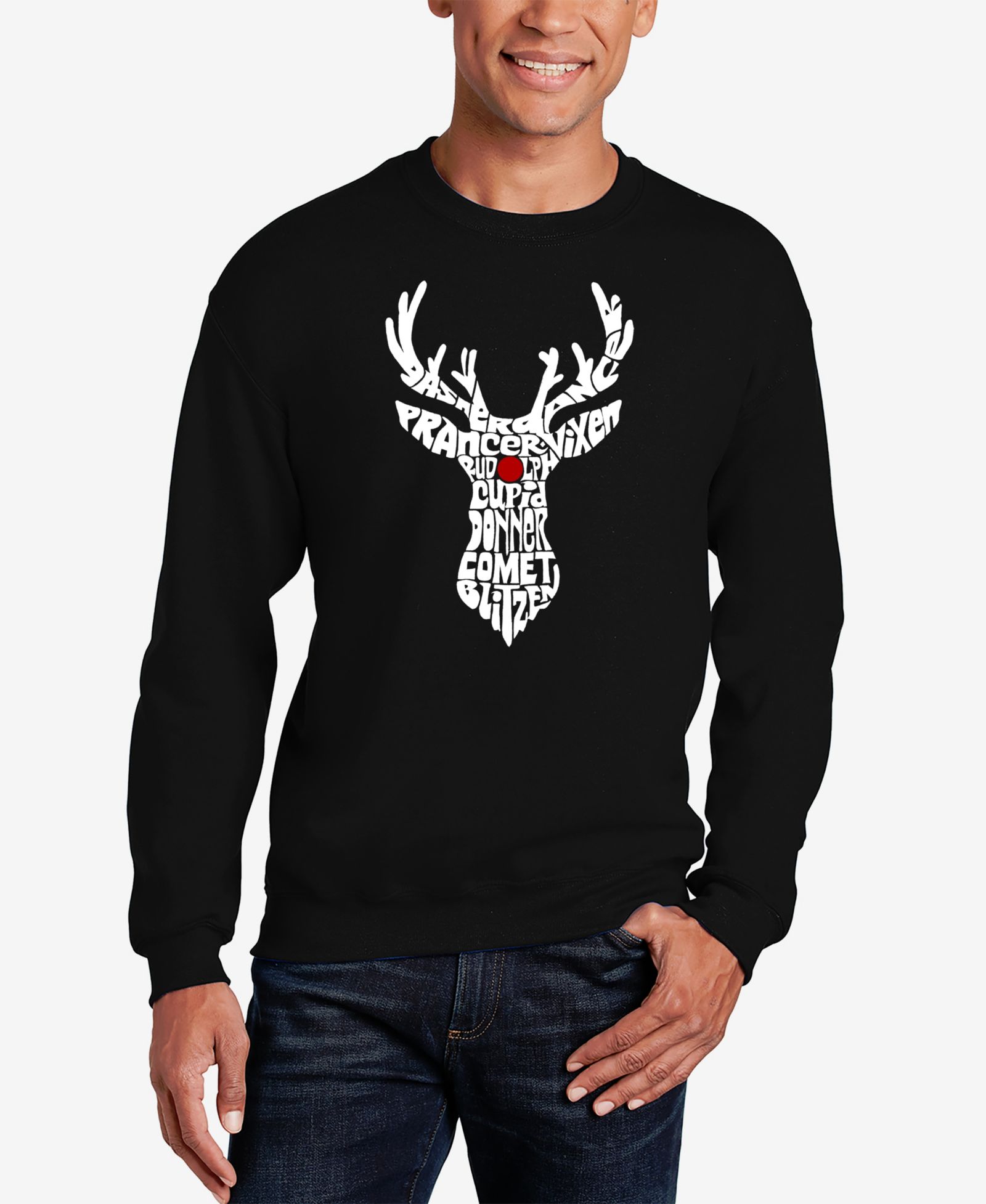 Мужской свитшот LA Pop Art Santa's Reindeer Word Art Crewneck
