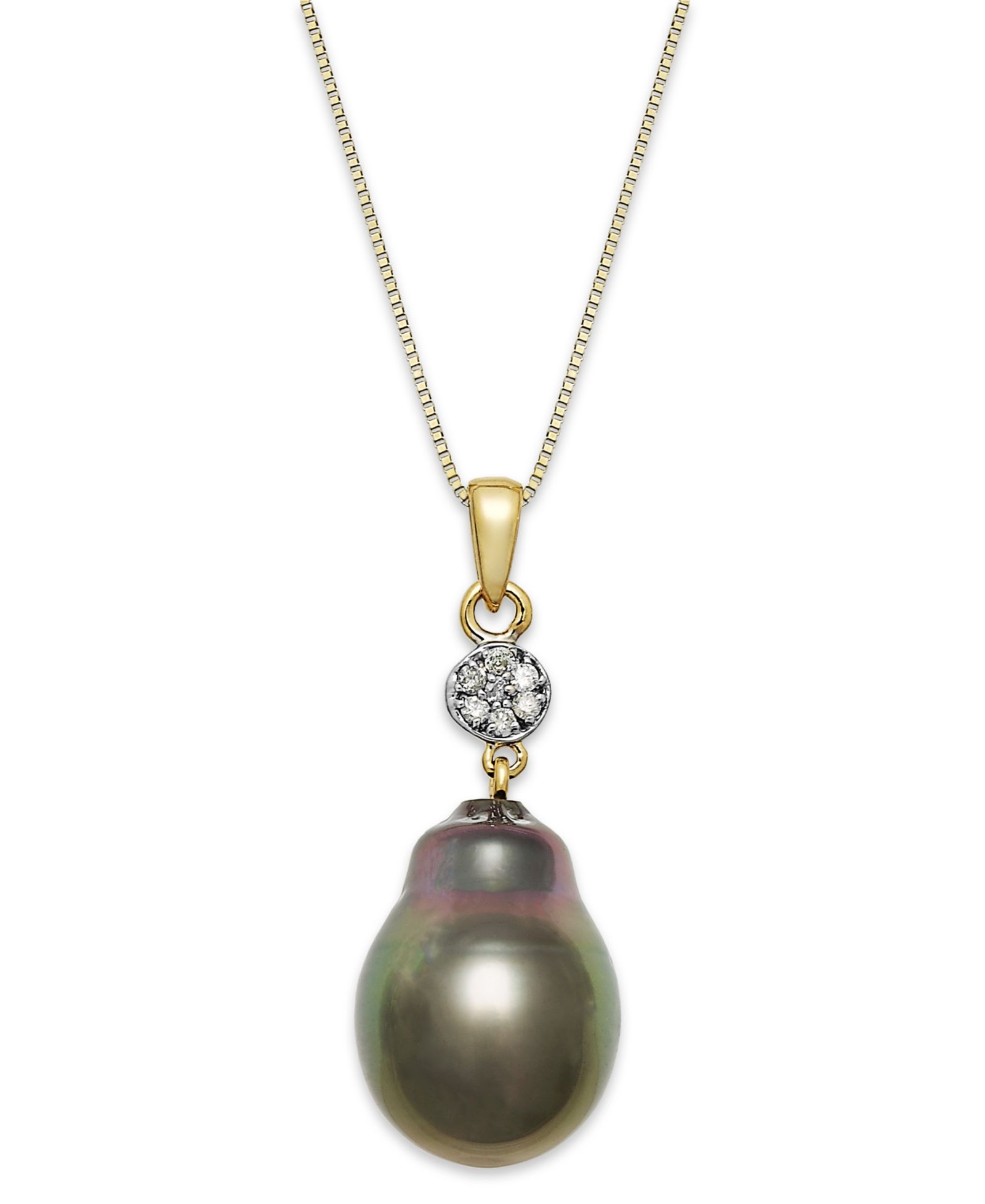 Baroque Tahitian Pearl (12 mm) and Diamond Accent Pendant Necklace in 14k Gold