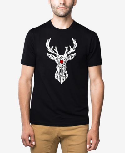 LA Pop Art Men's Cotton/Poly Blend Word Art T-shirt - Santa's Reindeer