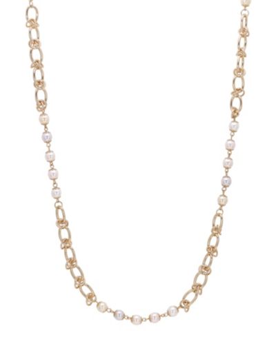 2028 Gold-Tone Multi-Color Imitation Pearl Chain Strand Necklace