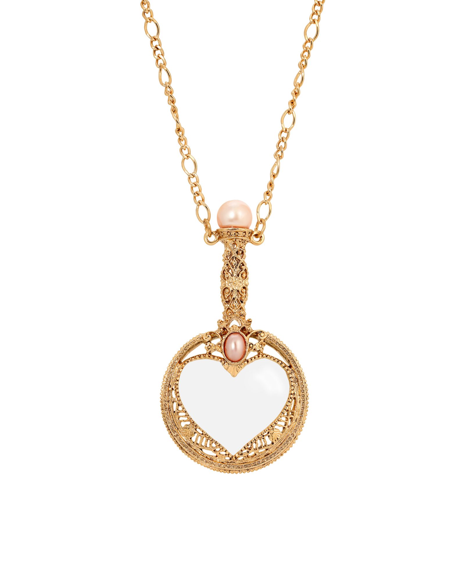Ожерелье 2028 Gold-Tone Pink Imitation Pearl Magnifying Glass