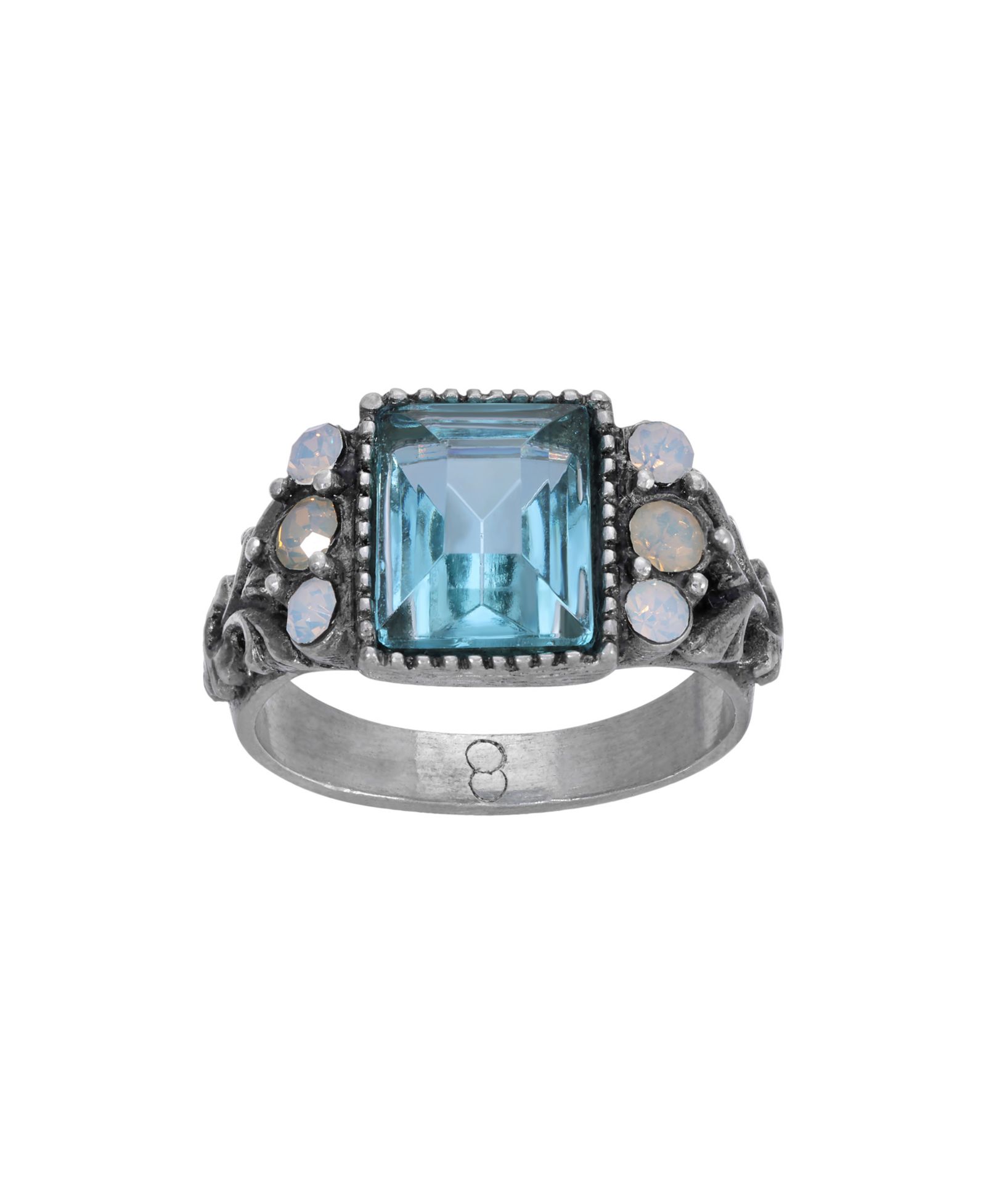 2028 Silver-Tone Aqua Stone Ring