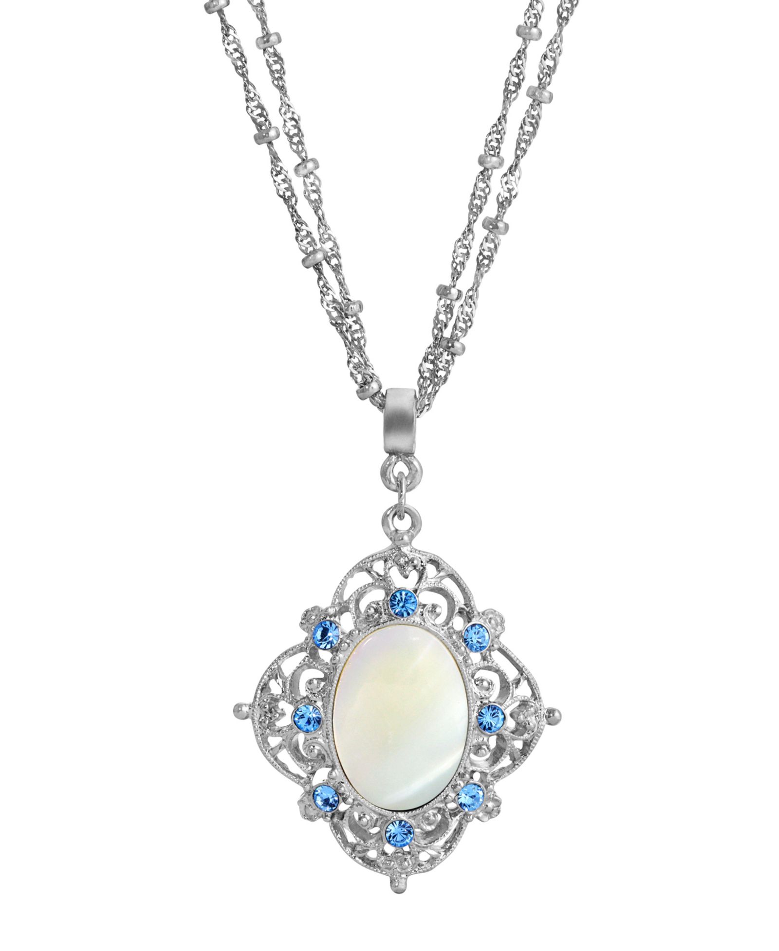 Ожерелье 2028 Silver-Tone с аквамарином и перламутром