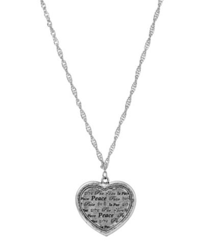Ожерелье 2028 Pewter Multilingual Peace Heart Medallion