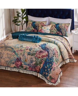 Greenland Home Fashions Eden Peacock 3-Pc. Quilt Set, Full/Queen